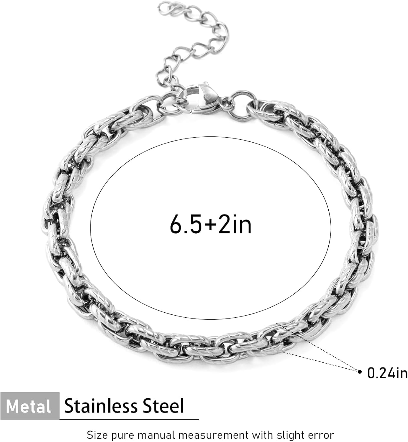 Link Chain Bracelet for Men Women: 14k Gold/Silver Chain Bracelets for Women Stainless Steel Link Bracelet for Women - 6.5/8 Inch Wrist Bracelets with 2 Inch Extender - Dainty Link Jewelry Gift - Image 5