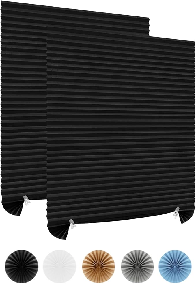 2 Pack No Drill Paper Blackout Blinds for Windows Cordless Temporary ...