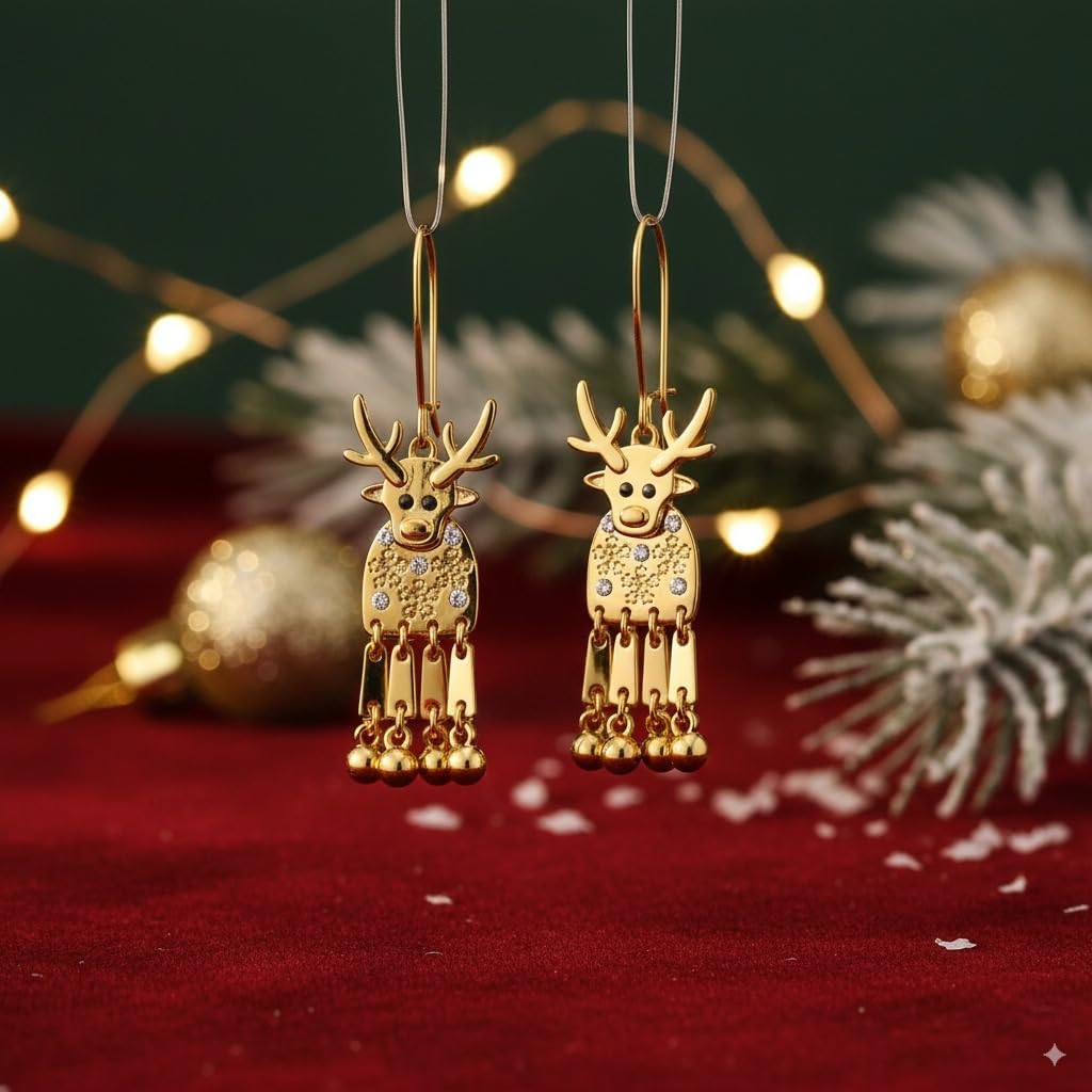 Christmas Earrings For Women Cute Reindeer,Candy Cane,Light Bulb,Champagne Bottle Dangle Earrings With Sparkling Rhinestones Christmas Holiday Jewelry Gifts - Image 4