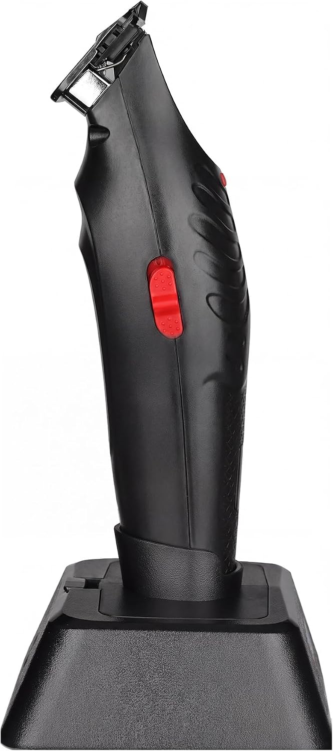 WMARK Professional Cordless High Speed Detail Trimmer – 8500RPM DLC Blade, Metal Housing, LED Battery Display, Charging Dock, Skull, Barbershop Grade, NG-8211 (Black)