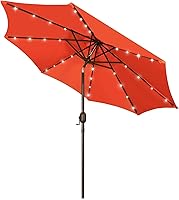 Vista 12 de Blissun Sombrilla solar de 9 pies, sombrilla de patio con 32 luces LED, sombrilla de mercado de mesa, sombrilla al aire libre para jardín, terraza