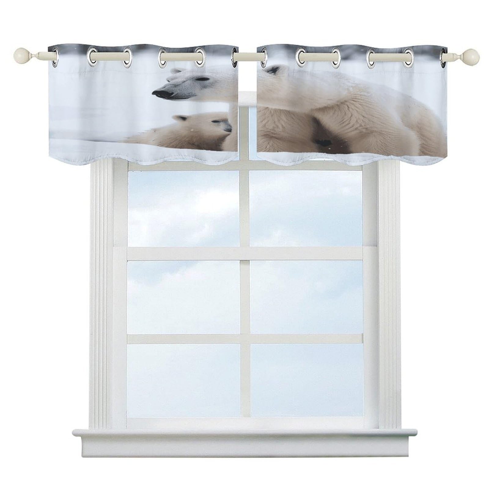 Cortinas opacas de oso polar para cocina, diseño moderno aislante de 52x18 pulgadas