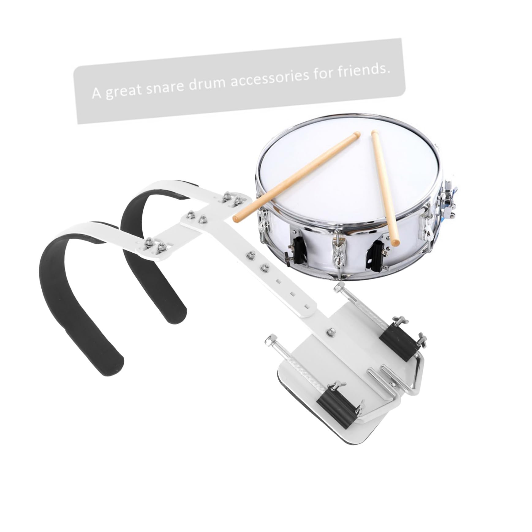 Yardwe Verstellbarer Snare Drum Holder Leicht und Einfach zu Montieren mit Schultergurt aus Aluminiumlegierung und Praktisches Zubehör für Snare Drums für Trommel Groß