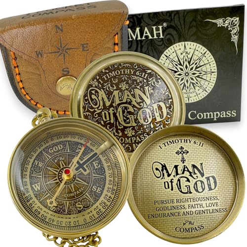 Man of God Brass Pocket Compass – Dual Look Faith