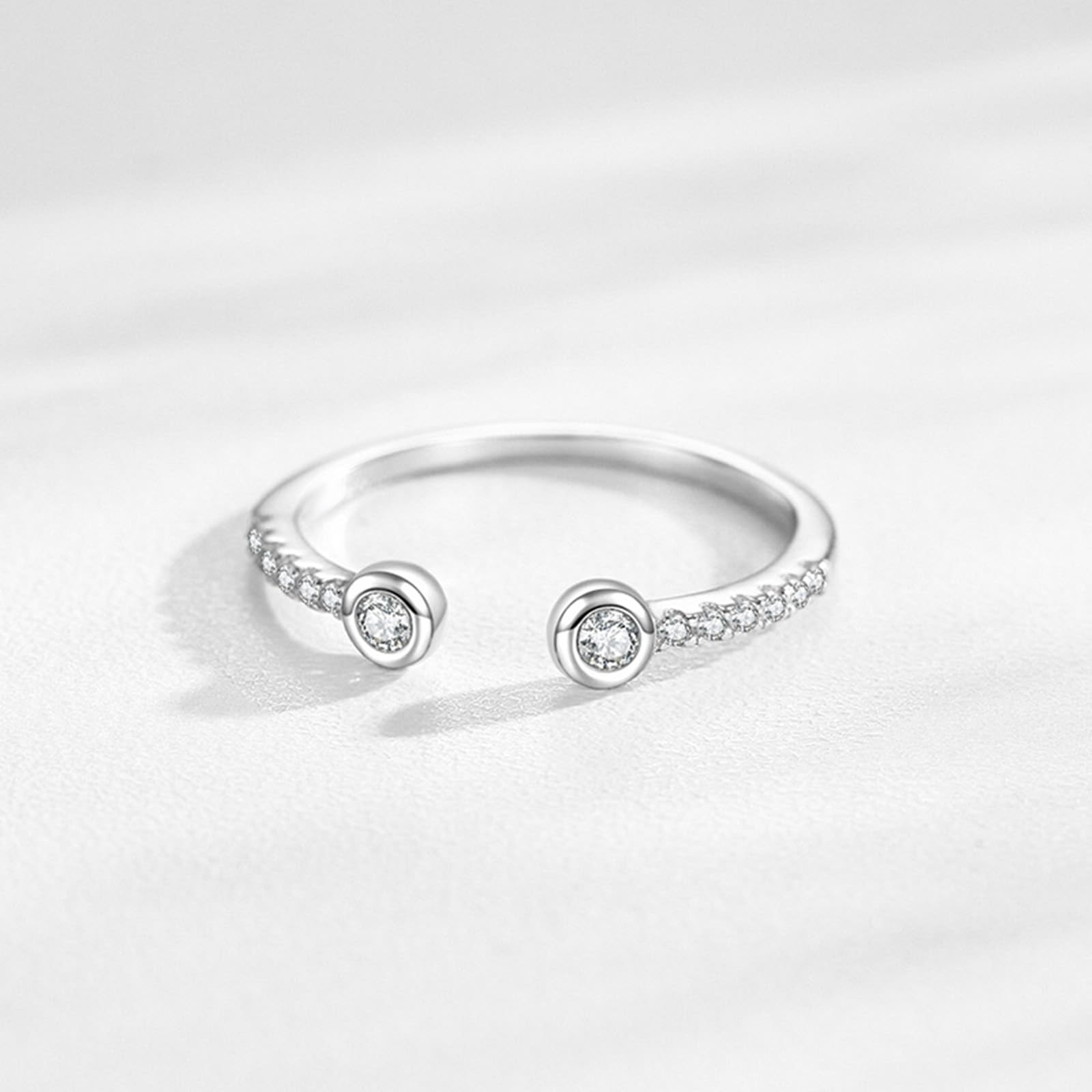 KnSam Anillo de boda de oro blanco Au 375/585/750, anillo apilable, forma abierta, anillo solitario con diamante creado en laboratorio, oro blanco de 9 K/14 K/18 K, talla 47-65