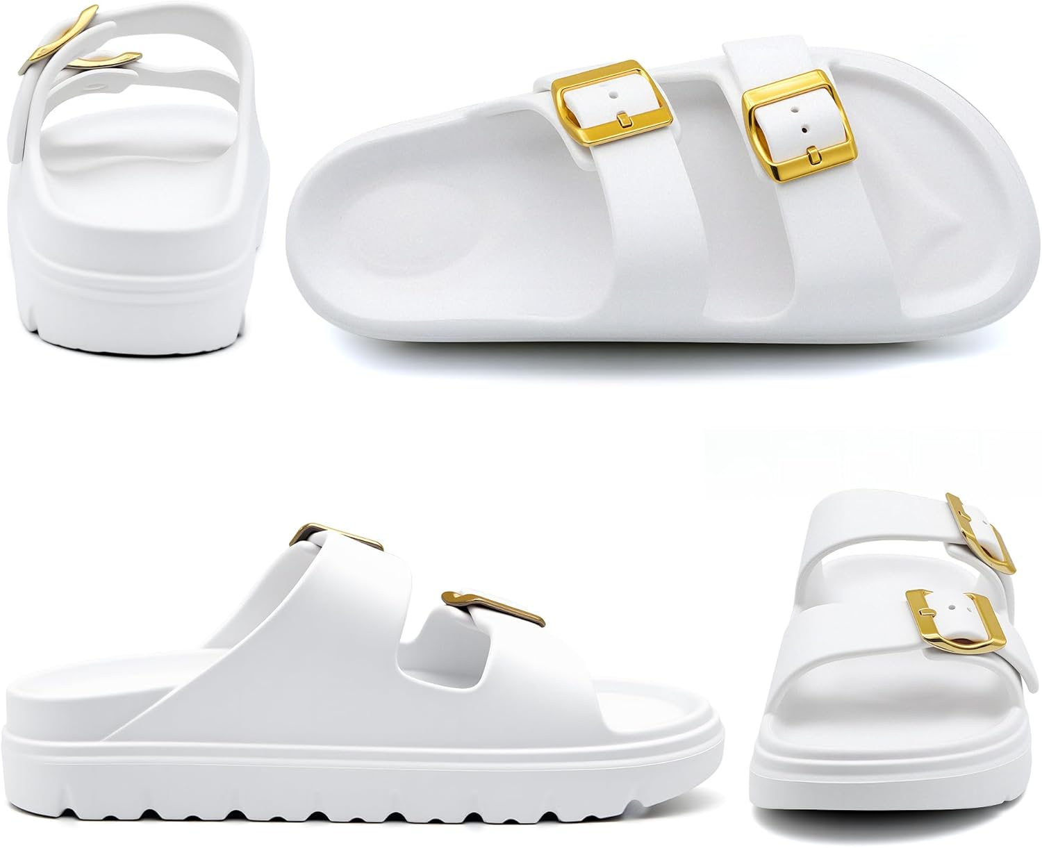 Women's Adjustable Double Strap Orthopedic Sandals - Waterproof High-Resilience EVA Platform Slides with Arch Support, Non Slip Recovery Slippers for Beach Pool Outdoor - Image 3