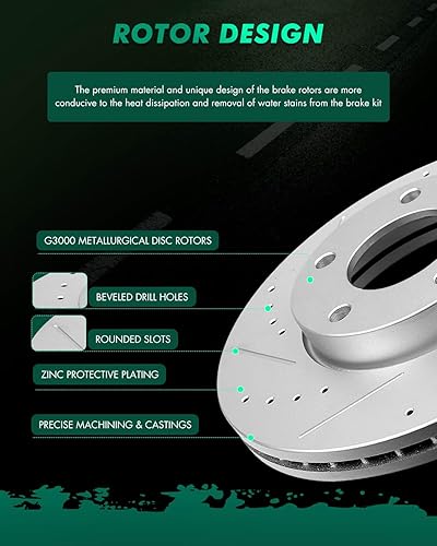 Miniatura 722 de Kits de frenos y rotores, rotores de freno SCITOO y 8 pastillas de cerámica para 08-12 para Chrysler Town & Country, 08-12 para Dodge Grand Caravan