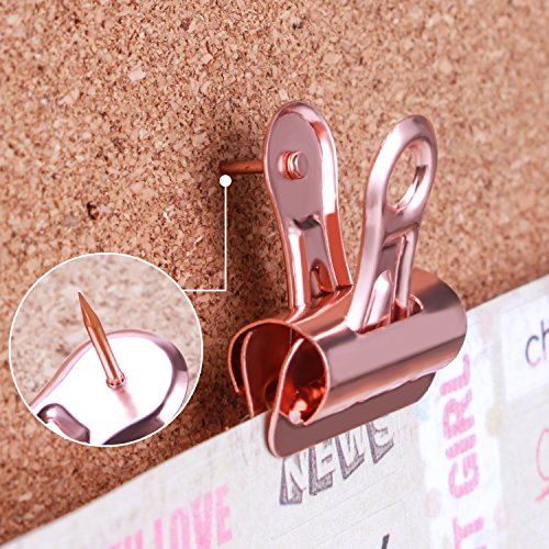Yalis Push Pins Clips 15-Count, Pinning No Holes for Paper, Creative Paper Clips with Tack for Cork Board and Photo Wall (Rose Gold) - Thumbnail 4