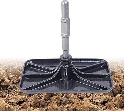 Jack Hammer Compactor Plate, 12.2x8.26in Steel Tamper Rammer Plate, Manganese Steel Snoring Tablet with Handle for Ground Builder Landscaper Gardeners, Black