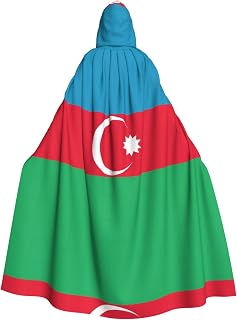 Flag Of Azerbaijan Hooded Cloak, Hd Printing Unisex, Cosplay Costume Robe For Halloween Cosplay Costumes