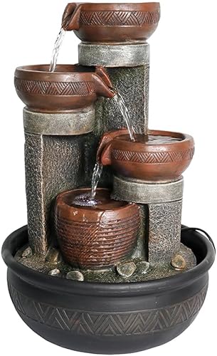 Miniatura 4 de Fuente de cascada de escritorio de relajación de 15.7 pulgadas de alto, fuente de cascada portátil de mesa, función de cascada interior con luz LED