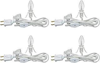 4 Sets Accessory Cord with One Light Bulb, 6 Feet UL Listed White Cord C...