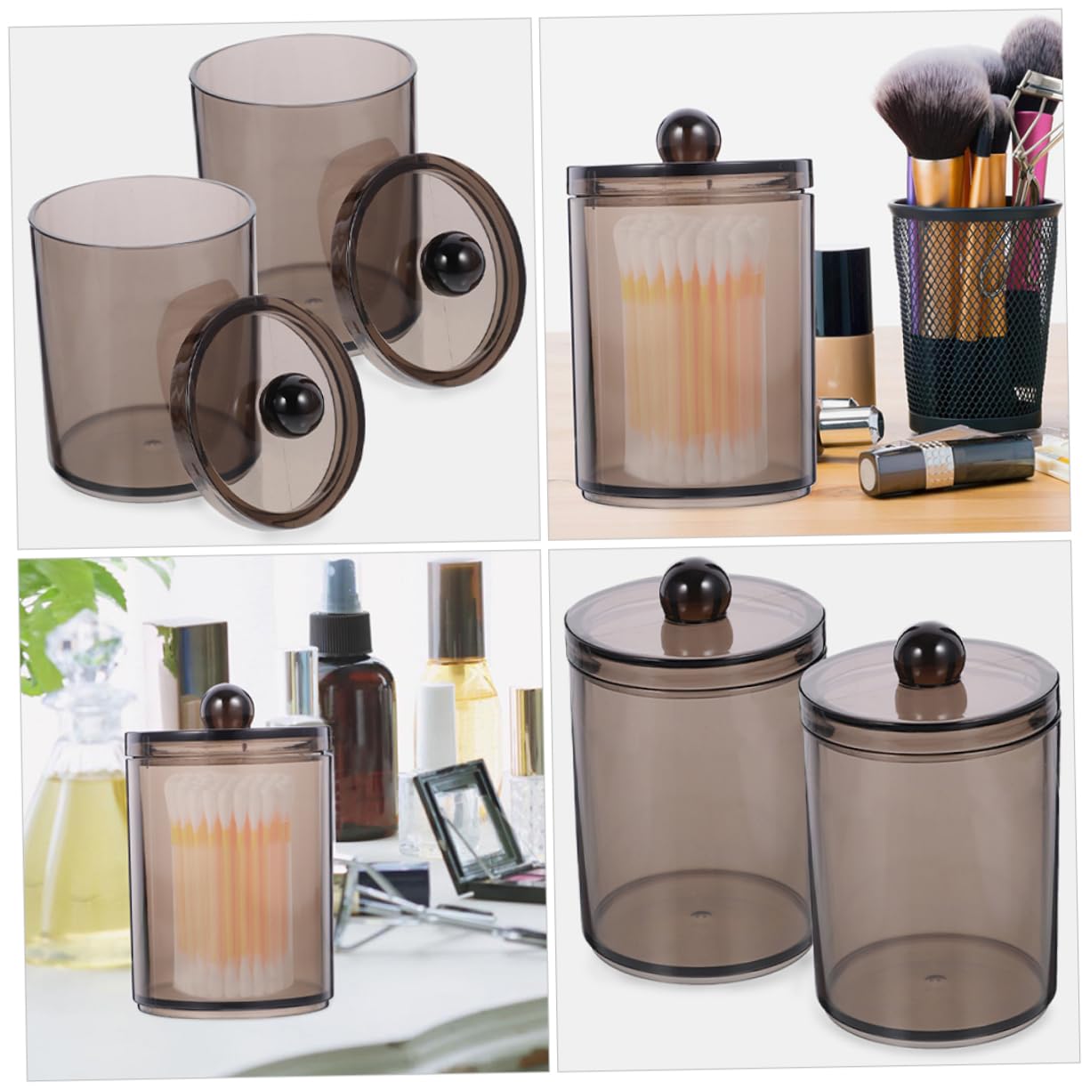 IMIKEYA 9stücke Baumwollstäbchen Aufbewahrung Eleganter Transparent-schwarzer Organizer Für Bad Und Kosmetik Für Wattepads Zahnseide Und Make-up Zubehör Platzsparend Und Praktisch