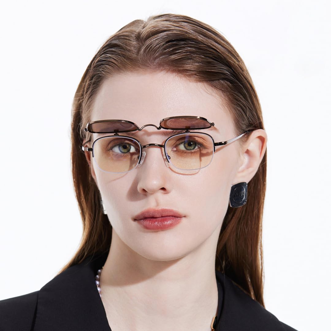 Occhiali da sole a clip 2 in 1 alla moda, montatura piccola, da donna