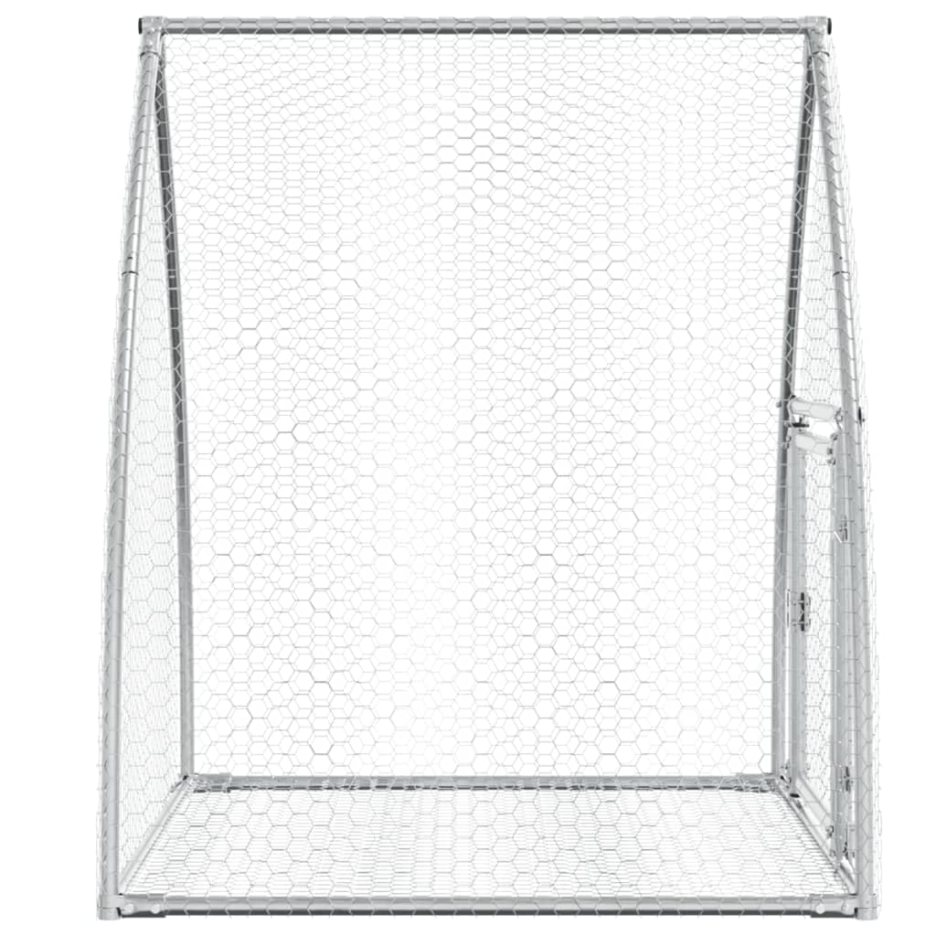 Conejera plateada de acero galvanizado, 105 x 100 x 120 cm, con puerta y cerradura, jaula para animales pequeños para conejos, casa de roedores, rueda libre y salida al aire libre para