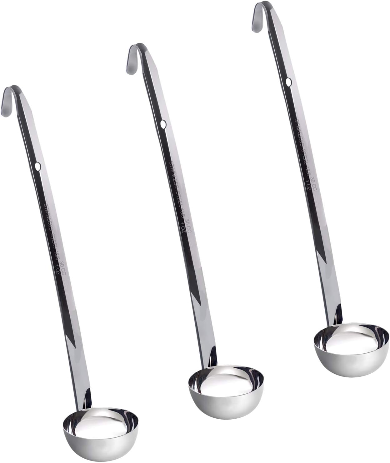 Ruisita 3 Pieces Stainless Steel Soup Ladle Metal Handle