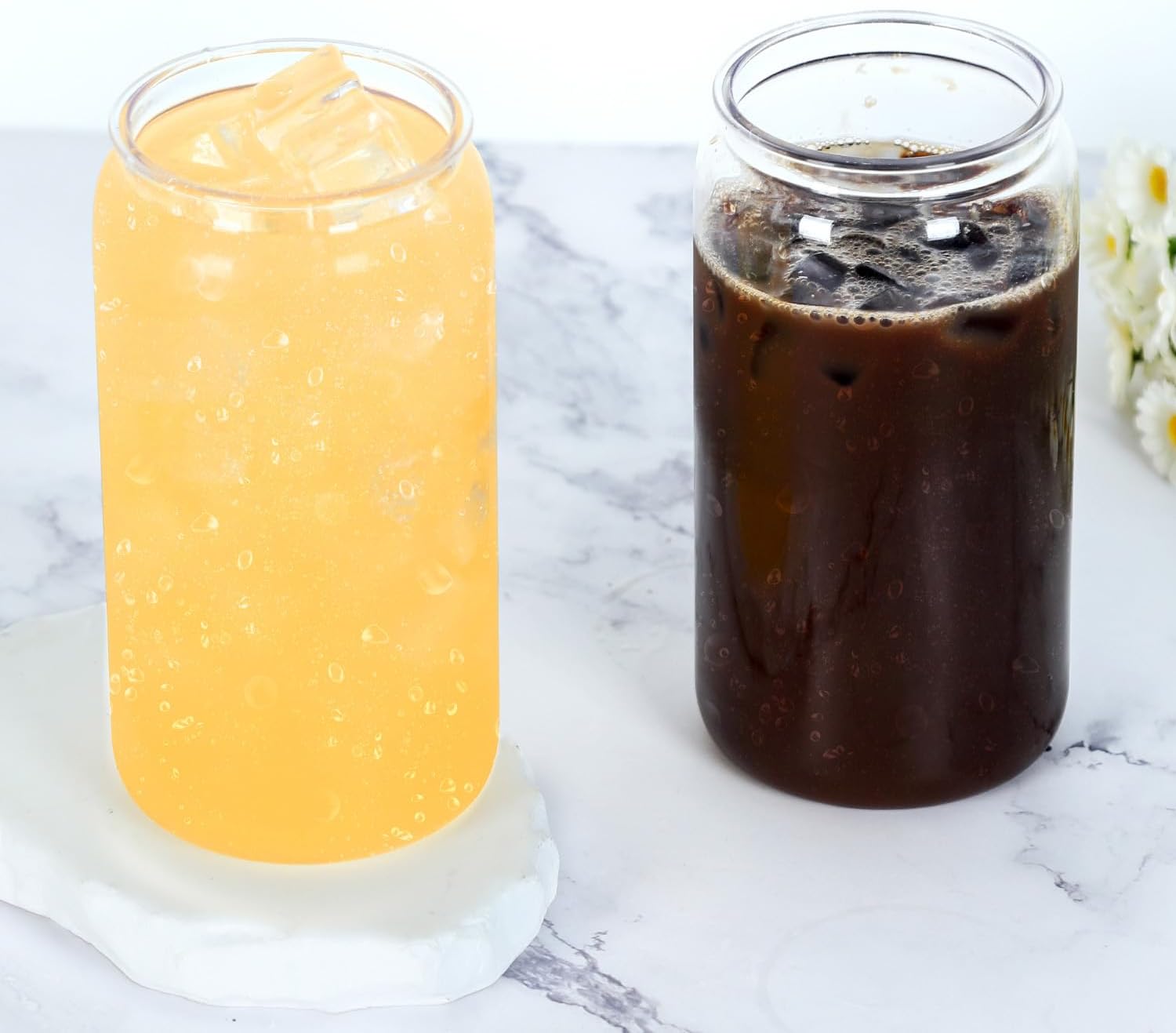 16 Oz Acrylic Plastic Can Tumbler, 6 Pack Plastic Clear Cup Beer Can, Plastic Mason Jar with Clear Lid - Image 5