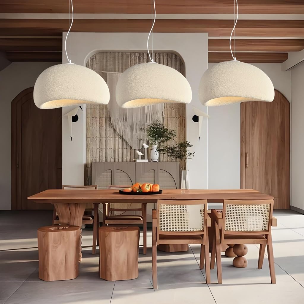 Creative Wabi Sabi Style Lampe Suspendue E27 Lustre En Polystyrène Lumières Suspendues Réglables En Hauteur Modernes Et Simples Adaptées Au Salon Salle À Manger Cuisine(Beige,30cm)