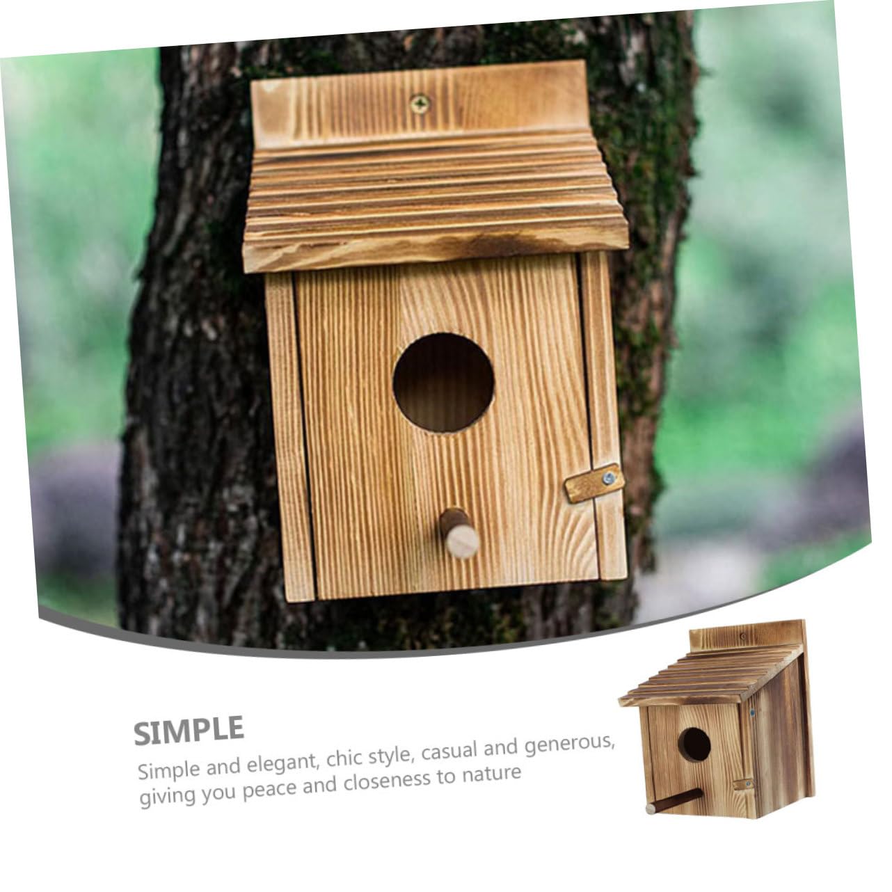 Hohopeti Nido Colgante para Pájaros de Madera Marrón para Jardín | Casa Pequeña Simple y Elegante, Apta para Jaula Larks y Aves, Cómoda, Resistente y Transpirable