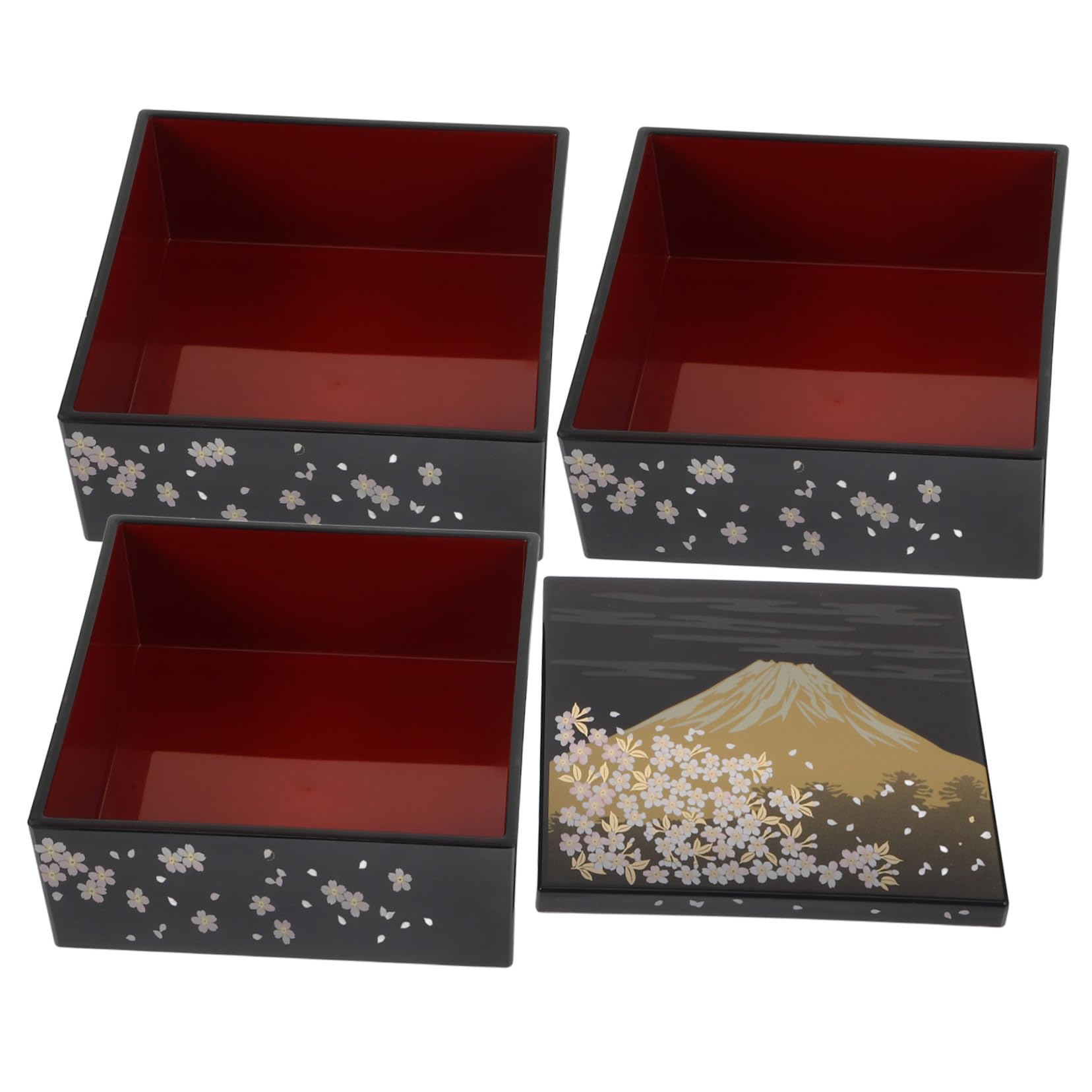 PRETYZOOM Lot De 2 Boîtes À Bento Traditionnelles Japonaises Avec Couvercle À 3 Couches Pour Déjeuner Collation Sushi Bento