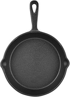 Rengue PreSeasoned Cast Iron Skillet, for Grilling Frying Roasting, Indoor Outdoor Use PreSeasoned Cast Iron Skillet, 20cm, Black, Nan Household Appliances (20cm)