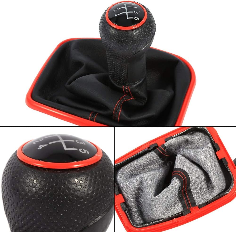 Qiilu 5 Speed Car Gear Shift Knob Gearstick Gaiter Boot Kit Fit for Mk4 1999 2000 2001 2002 2003 2004 Gear Shifter Boot Cover Replacement