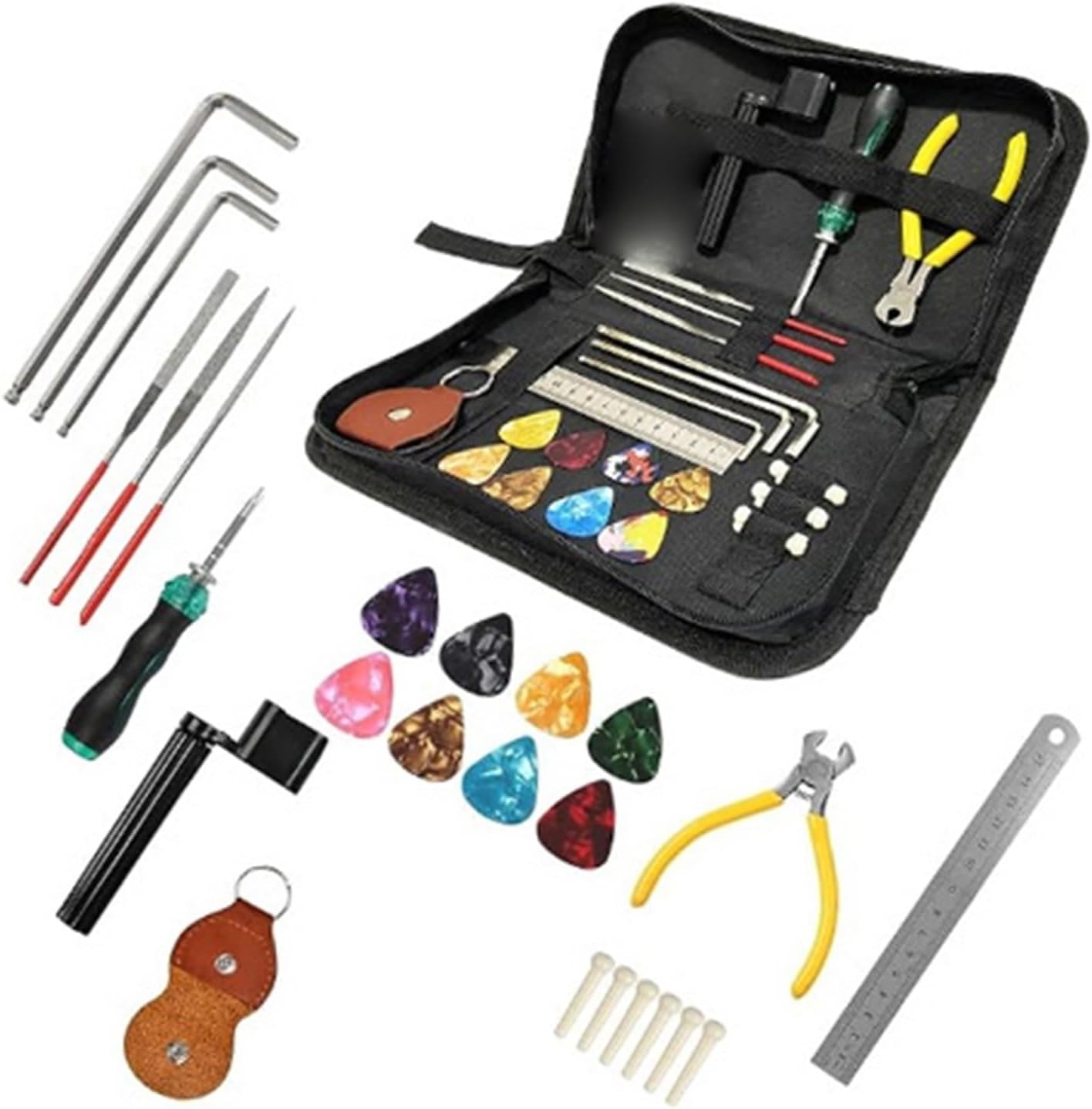 ギターメンテナンスツール 多機能ギターツールキットセット測定および製造ツール