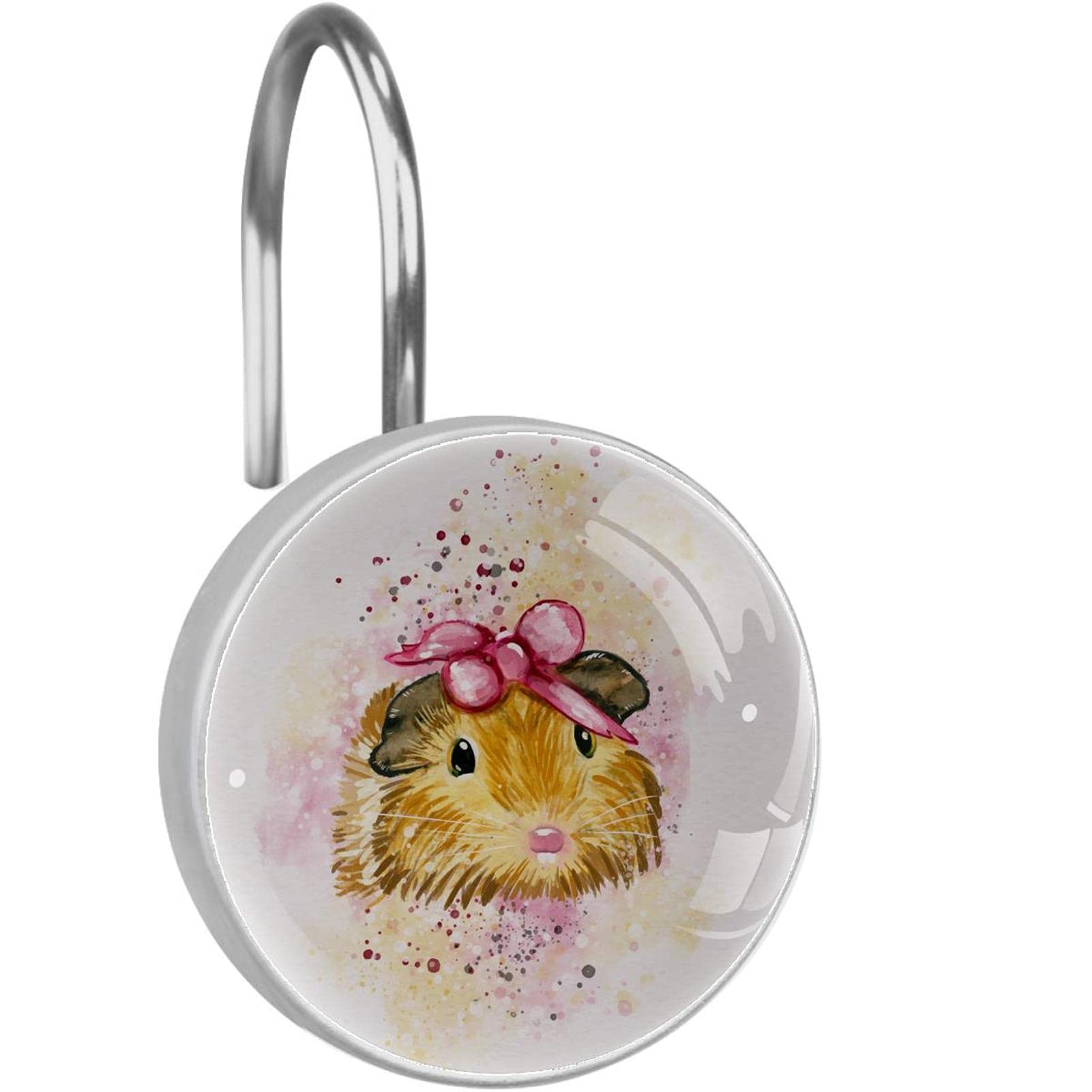 Crochets rideau de douche cochon d'Inde lot de 12 pour salle de bain enfant