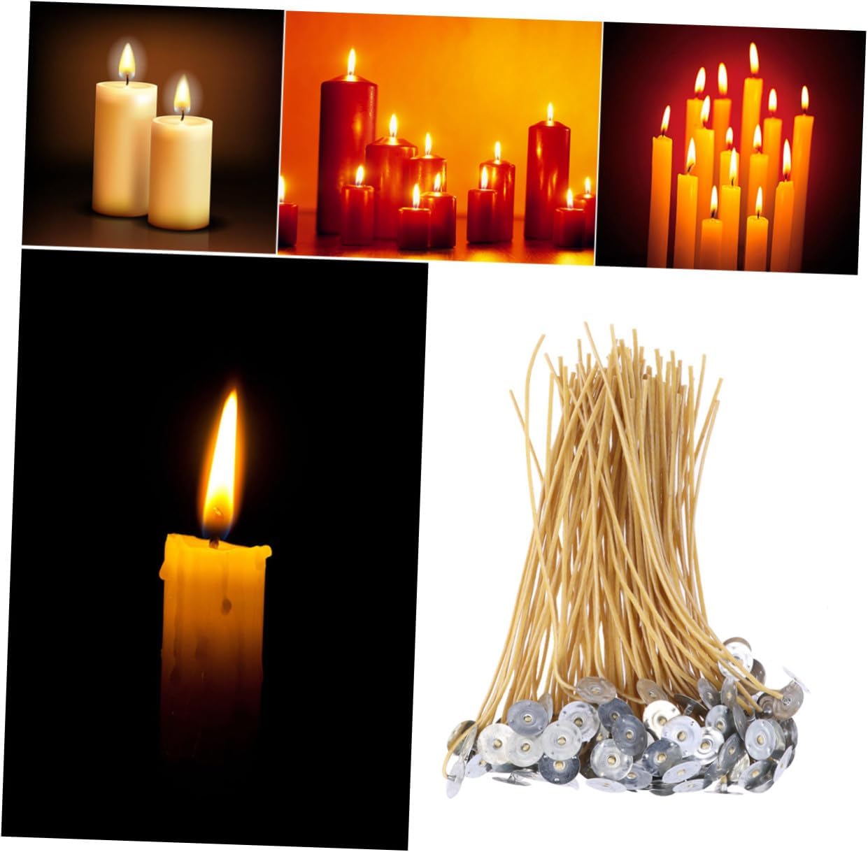 100PCS Organic Beeswax Twine Candle Wicks Pre-Waxed Low Smoke Cotton Tabbed Lato Wicks Extra Long for Candle Making and Lighting