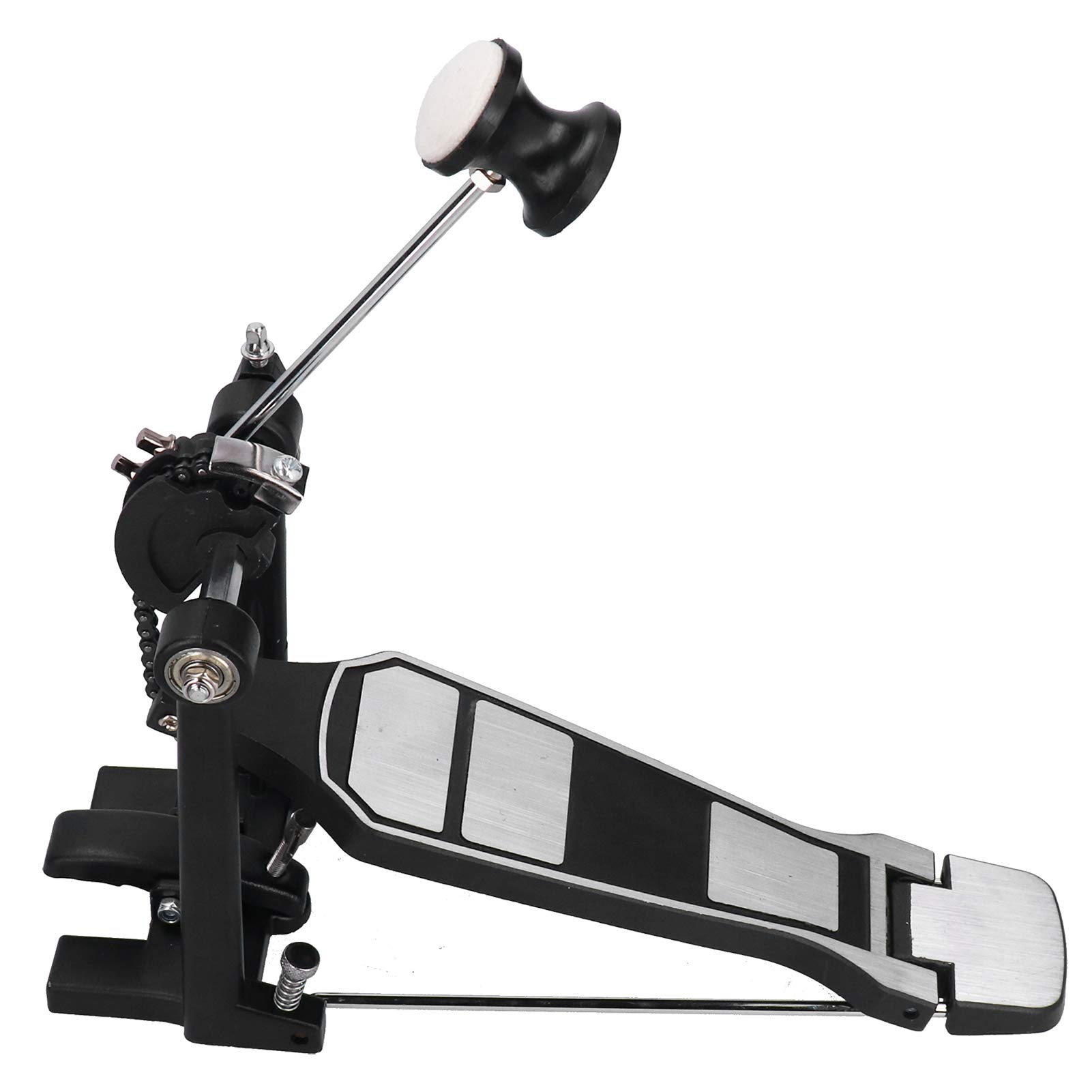 Edelstahl-Trommelpedal, Einzelfuß-Kick-Drum-Pedal, professionelles Bassdrum-Zubehör mit Filzhammer, schnelles Reaktionsdesign für Schlagzeug, langlebiges Ersatzteil für