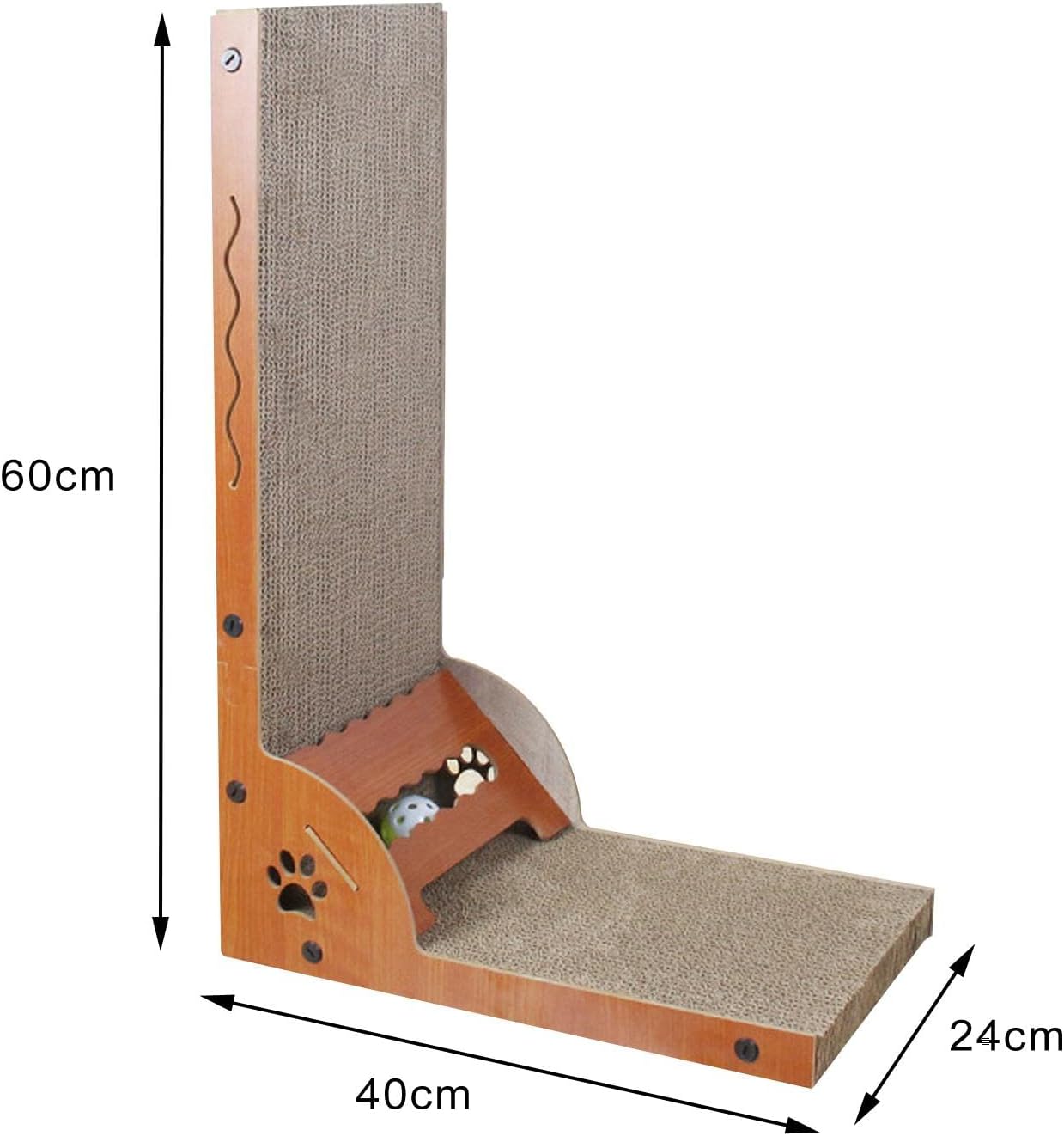 review Cat Scratcher Cardboard Vertical Cat Scratch Pad Protecting Furniture L Shaped Cat Scratching Board with Ball Toy for Indoor Cats Kitten Rest, Curved