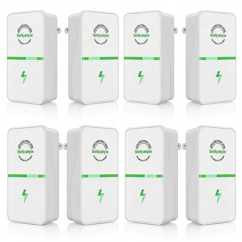 Smart Energy Saving Device, Plug-in Power Factor Saver and Voltage Stabilizer, Household Surge Protector Box for Refrigerator, AC, Office Appliances, Flame-Retardant (8 PCS)