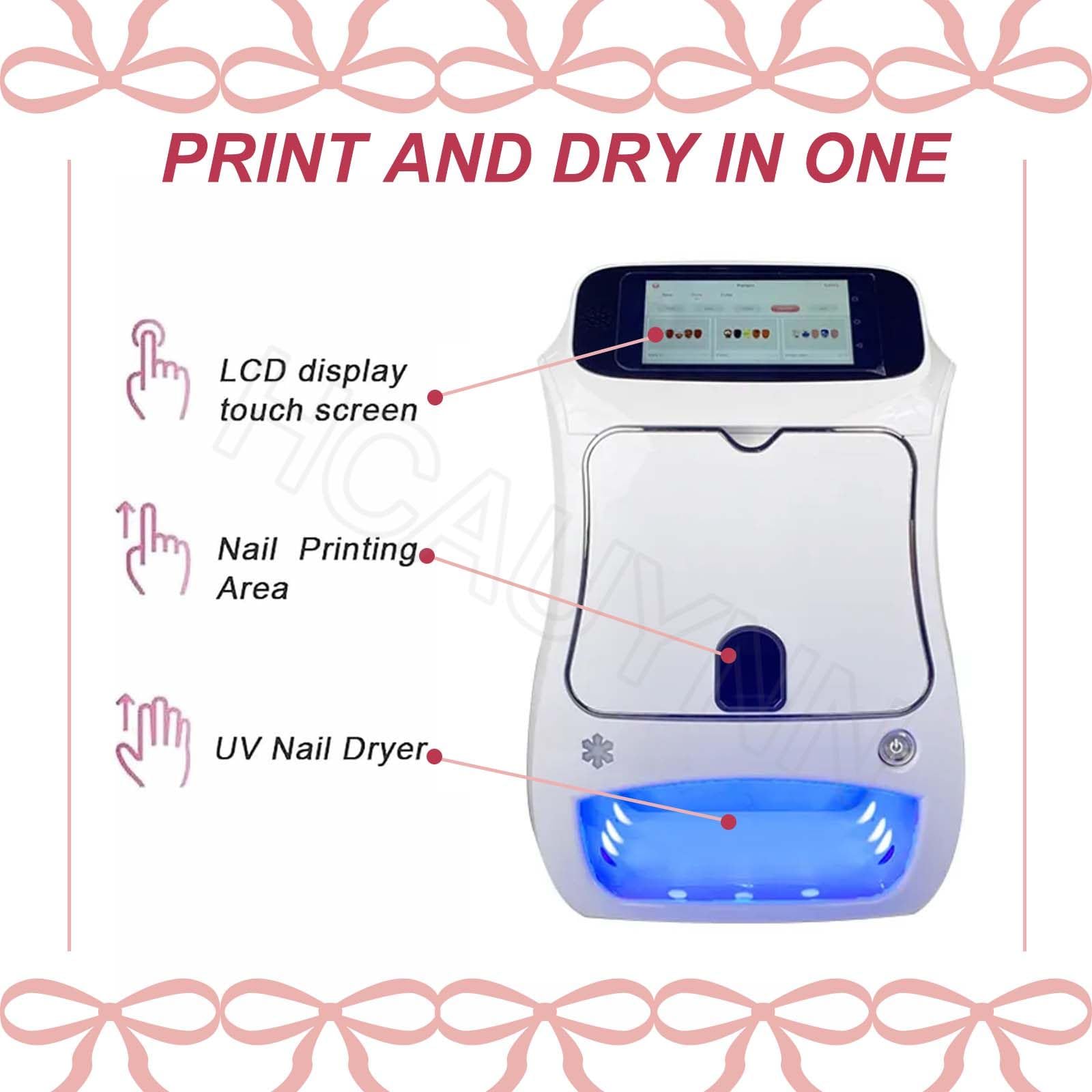 Macchina per Nail Art con Controllo Touch, Caricamento Tramite Connessione Cellulare, Stampa E Asciugatura in Un Unico Dispositivo, Display da 5 Pollici, per Centri Estetici