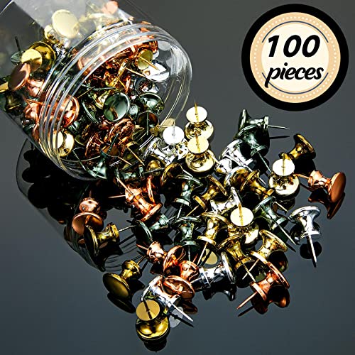 100 Pieces Jumbo Giant Large Push Pins 1 Inch Standard Thumb Tacks Steel Point And Plastic Head Push Pins For Cork Board (Gold, Silver, Bronze, Rose Gold, Gray) #TOP5