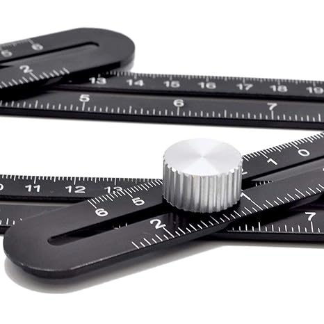 Six-Sided Aluminum Alloy Angle Measuring Tool - Full Metal Measuring Ruler Layout Tool for Handymen, Builders, DIY Carpenters, Craftsmen