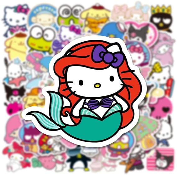 Kuromi Melody Stickers Hello Cute Kitty Cartoon Decals for Kids Teens 50PCS
