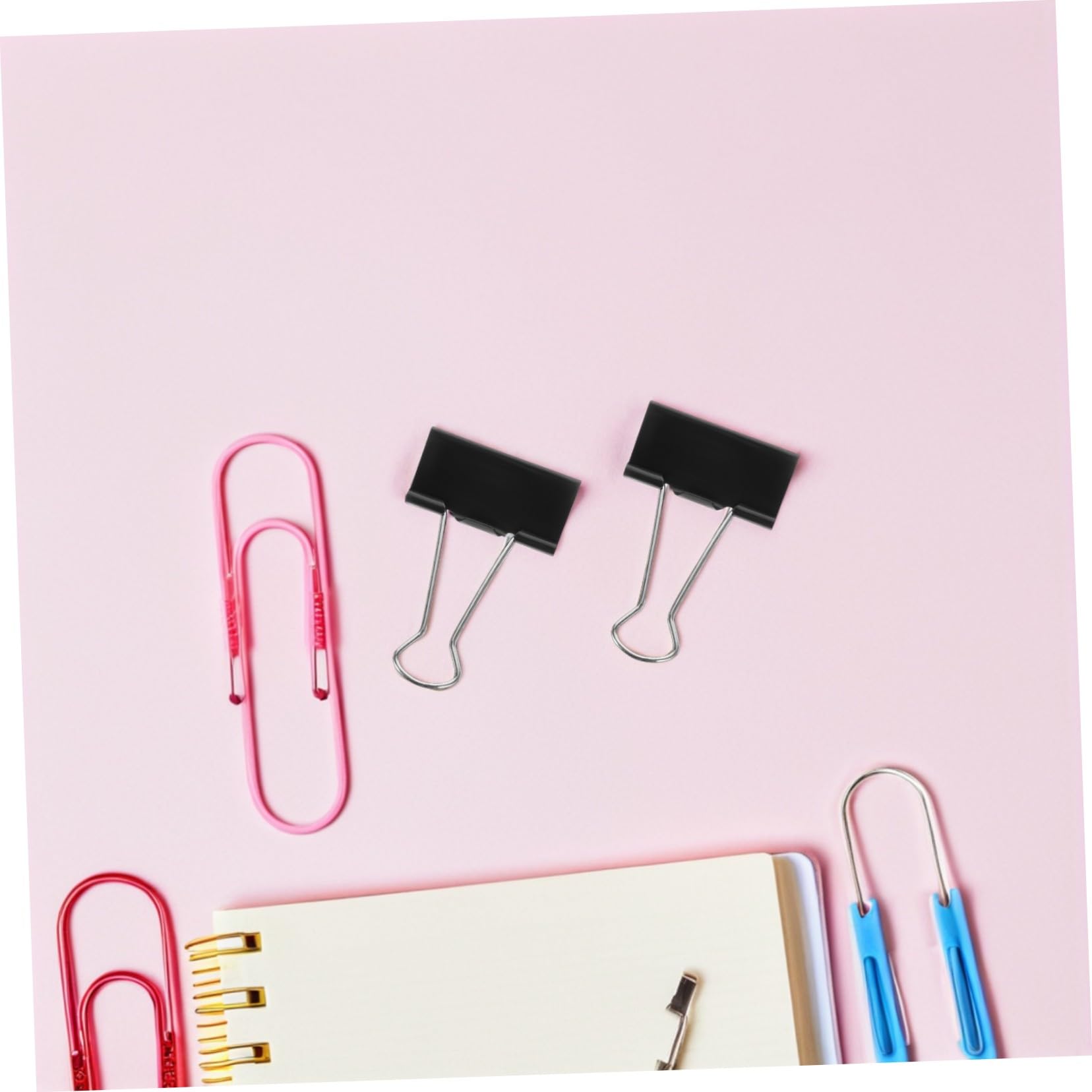 SHINEOFI 60 piezas Clips de Carpeta Negros Clips Metálicos Reutilizables para Oficina Sujeción Fuerte para Facturas y Archivos Multifucción para Papelería y Organización