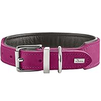 HUNTER Collare per cani Malta Magenta, in morbida pelle bovina ingrassata