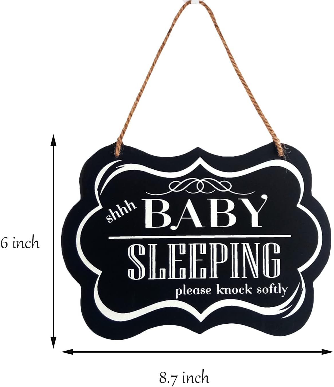 CAKIROTS Baby Sleeping Sign "shhh BABY SLEEPING please knock softly" Front Door Decor Newborn New Baby Gift Do Not Disturb Wooden Plaques Sign 8.7 x 6 Inch
