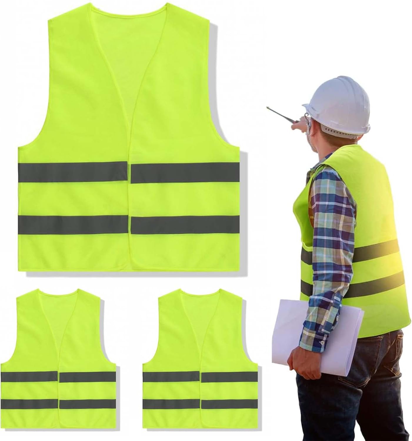 Majestic Yellow Zippered Safety Vests With Black Bottom - View #4