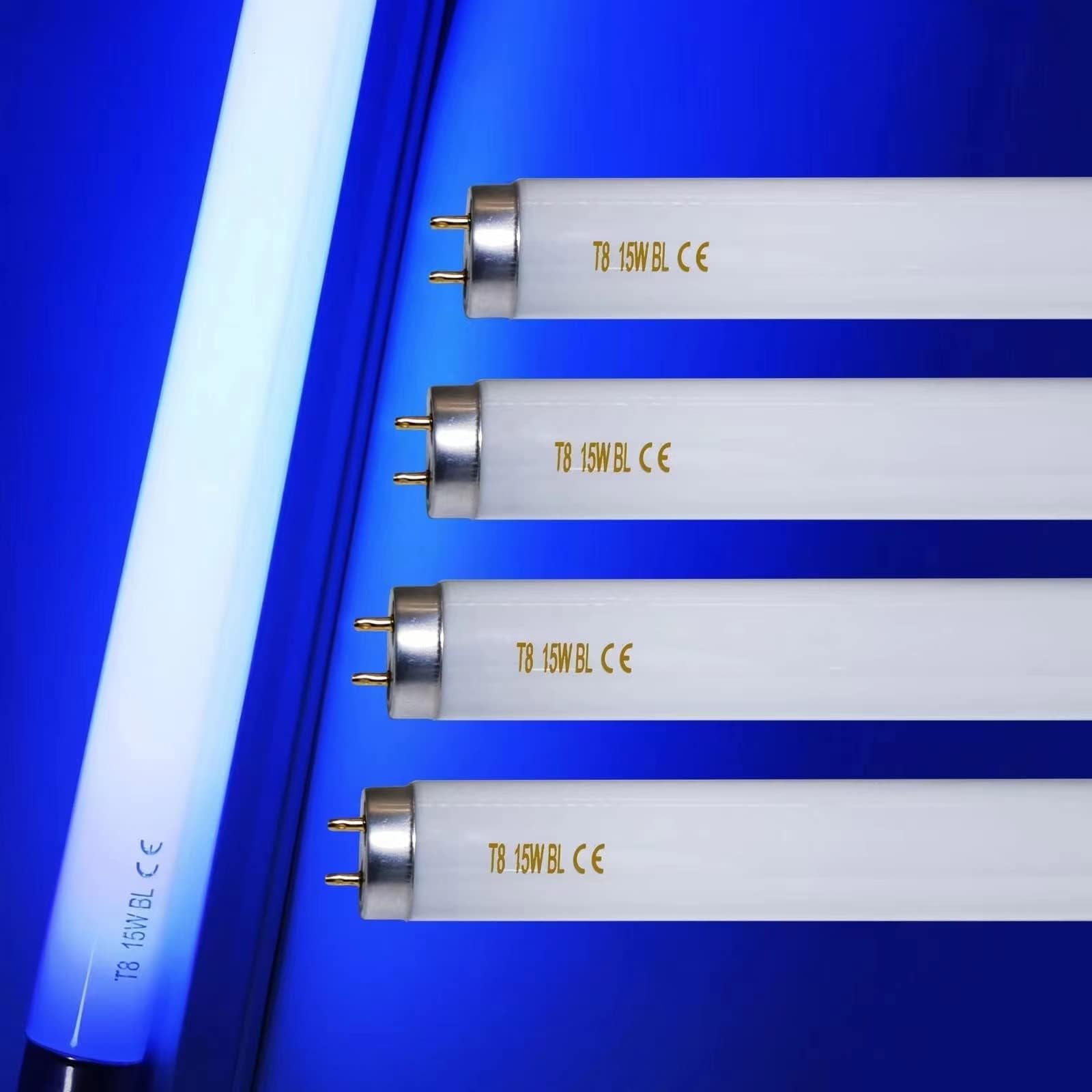 18 Inch 15 Watt UVA Black Light Bulb F15T8/BL Replacement T8 BL Fluorescent Lamps for 30W Machine 350BL 365nm Blue Light 4 Count