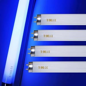 amgolibi 18 Inch 15 Watt U V A Black Light Bulb F15T8 BL Replacement T8 BL Fluorescent Lamps