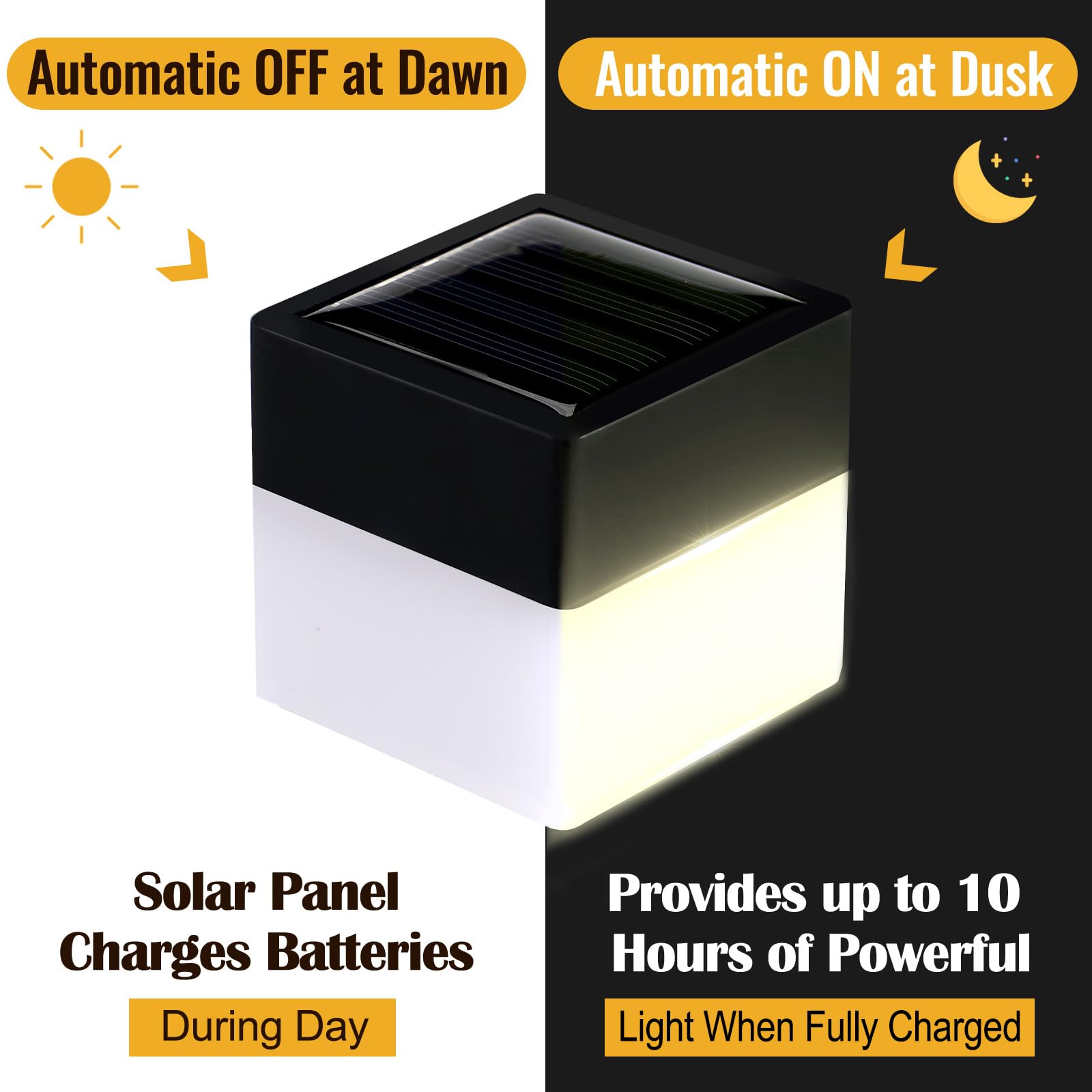 Tujoe Paquete de 20 luces solares para postes de cerca, 2 x 2 pulgadas, luces solares para jardín, calle, cenadores, pared de calle (amarillo cálido)