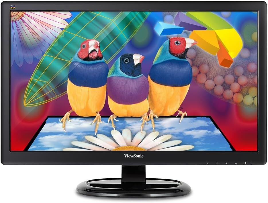 ViewSonic VA2265SMH 22-inch monitor displaying a vibrant image of three birds.