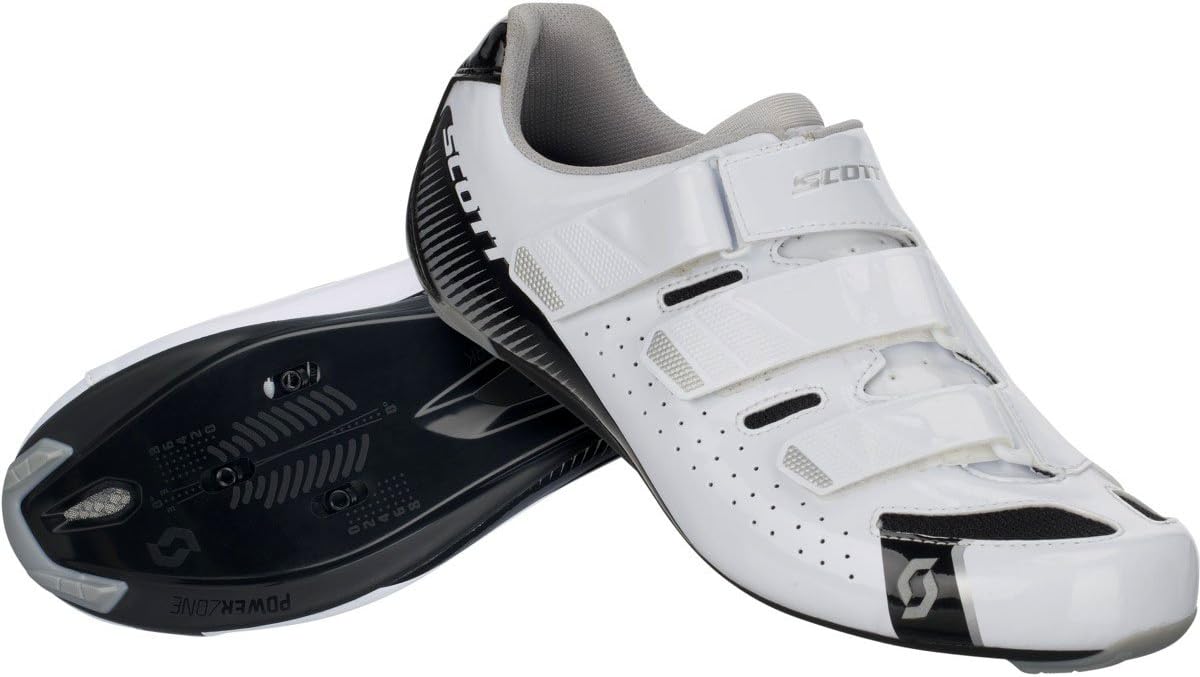 Scott Sports 251818 Men's Road Comp Bike Shoes - Gloss White & Gloss Black - ErgoLogic Insole - 45