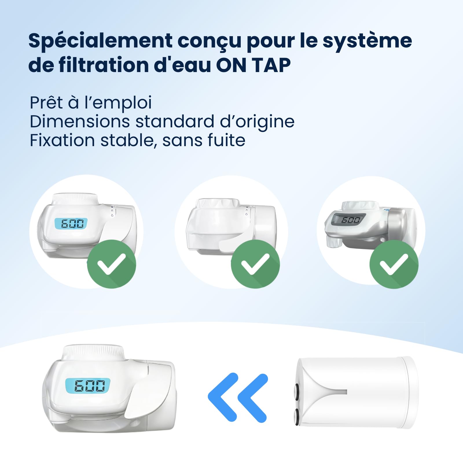 GLACIER FRESH pack de 2x filtres à eau ON TAP V (600 L) – compatible avec Brita On Tap Pro V-MF, réduit le chlore, les PFAS, les microplastiques et les métaux lourds, et améliore le goût de l’eau