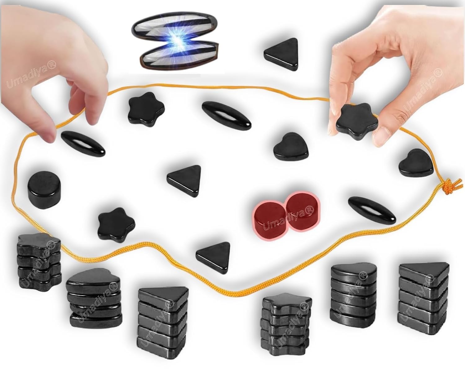 Umadiya® Premium Magnet Game Spin Edition Fun Table Top Strategy Game Magnetic STEM Games, Magnetic Board Game for Kids & Adults with 24 Magnets & Lanyard (8 Heart + 8 Stars + 8 Triangle) (B0D6RJ3M17) Amazon Price History, Amazon Price Tracker