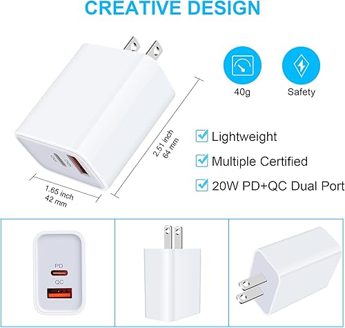 Miniatura 4 de Pixel 7a 6a Bloque de cargador rápido, 20 W de doble puerto USB C adaptador de corriente para Google Pixel 7 Pro 7 6a 6 Pro 6 5a 5 4 4a 4XL 3 3a 3XL