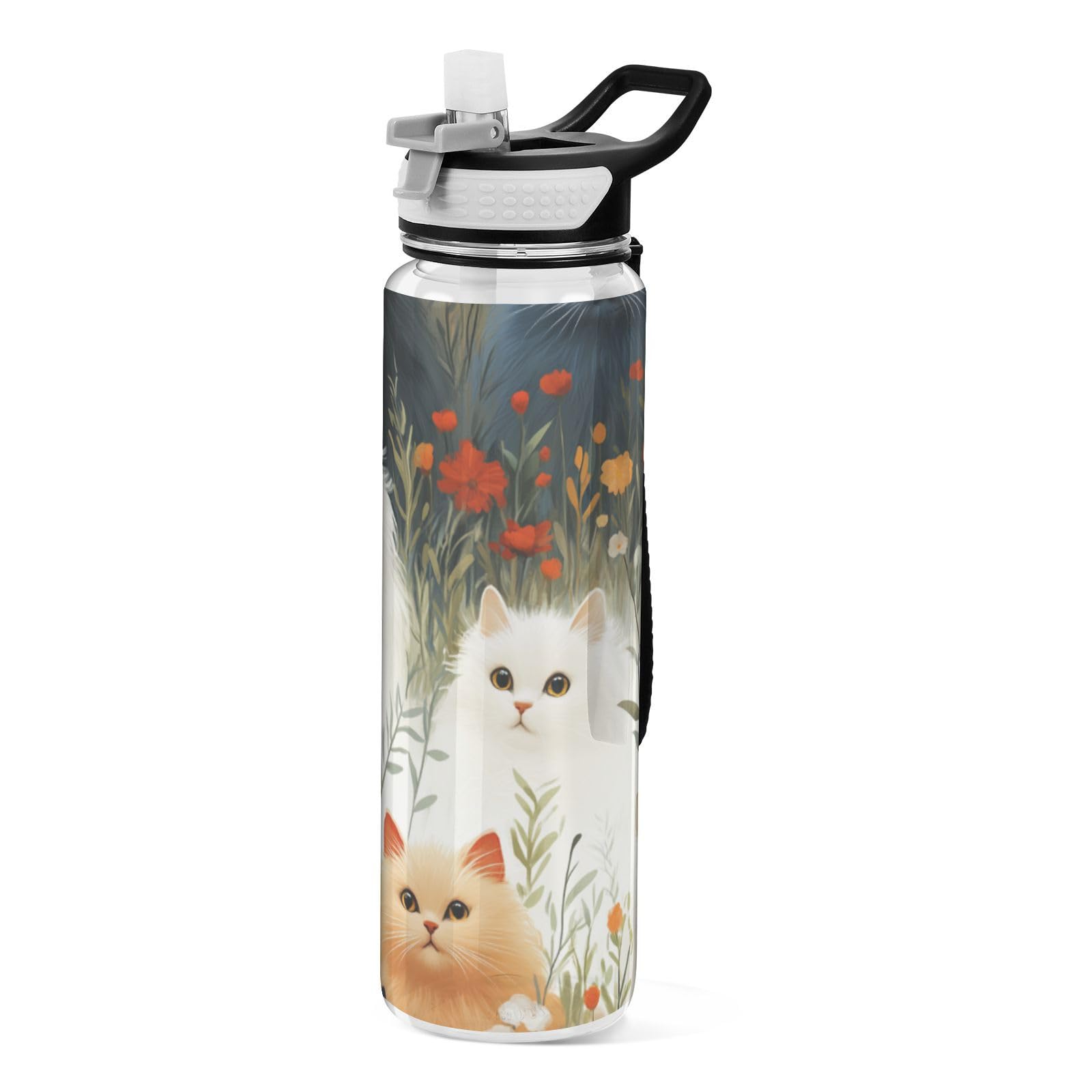 Bouteille sport 946 ml blanche pour salle de gym avec poignée de transport en Tritan étanche