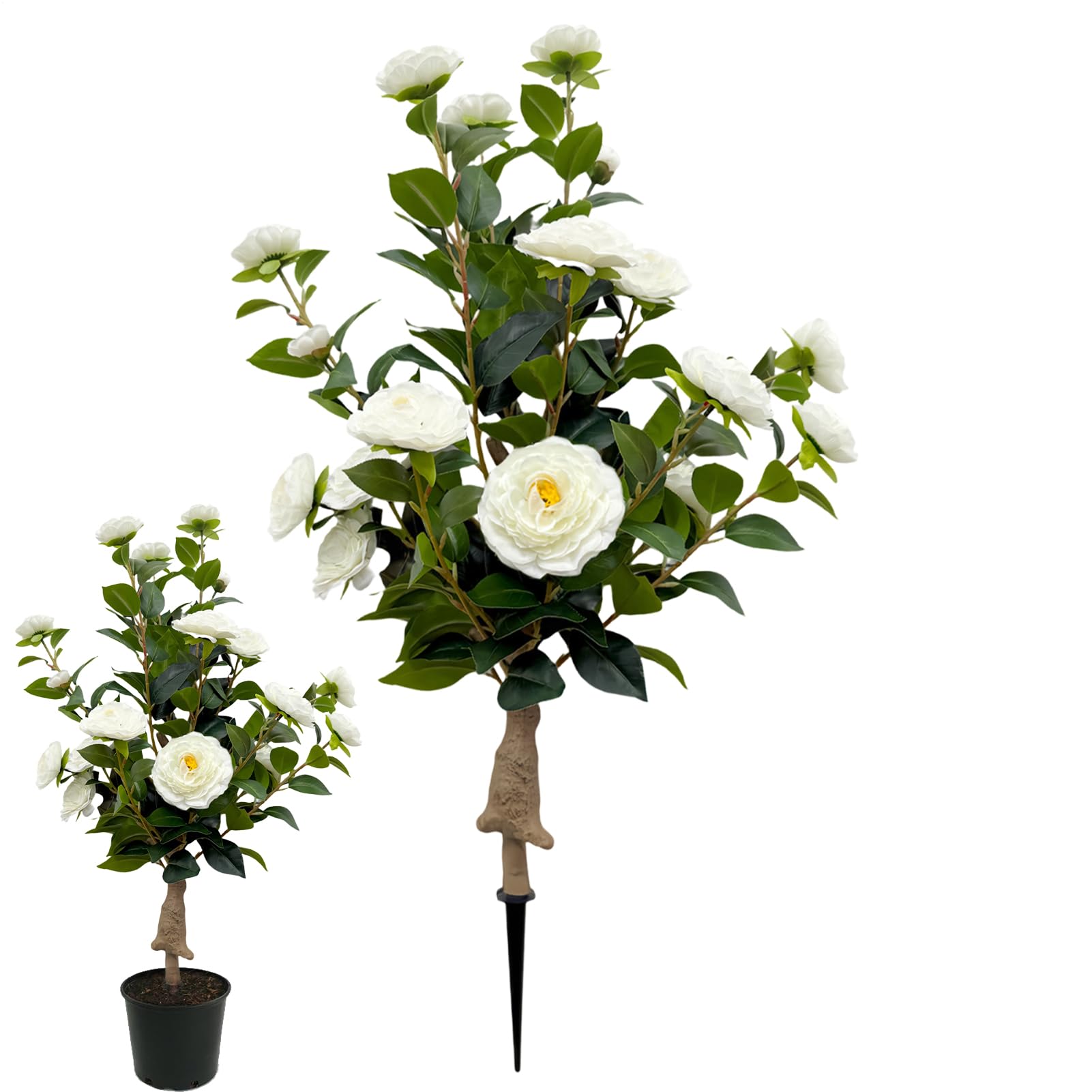 Künstliche Bäume für den Innenbereich – realistische Kamelienblumen, künstliche Pflanzen und künstliche Blumen, für Garten im Freien, Hof, Eingangsbereich, Damen, Geburtstag, Party